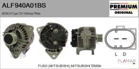 BOSCH ALF940A01BS - Alternador BOSCH Type 12V 140Amp PFR7