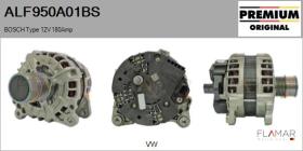BOSCH ALF950A01BS - Alternador BOSCH Type 12V 180Amp