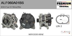 BOSCH ALF060A01BS - Alternador BOSCH Type 12V 180Amp PR5