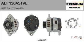 VALEO ALF130A51VL - Alternador VALEO Type 12V 125Amp PR1/6