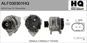 HQ ALF030301HQ - ALT NUEVO BOSCH Type 12V 120Amp PR6