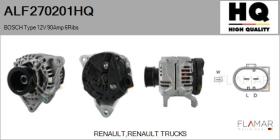 HQ ALF270201HQ - ALT NUEVO BOSCH Type 12V 90Amp PR6