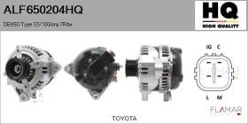 HQ ALF650204HQ - ALT NUEVO DENSO Type 12V 100Amp 7Ribs