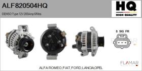 HQ ALF820504HQ - ALT NUEVO DENSO Type 12V 200Amp PR6