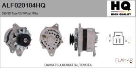 HQ ALF020104HQ - ALT NUEVO DENSO Type 12V 40Amp