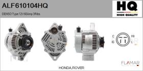 HQ ALF610104HQ - ALT NUEVO DENSO Type 12V 60Amp PR3