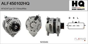 HQ ALF450102HQ - ALT NUEVO HITACHI Type 12V 110Amp 6Ribs