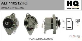 HQ ALF110212HQ - ALT NUEVO LETRIKA Type 12V 33Amp PV1