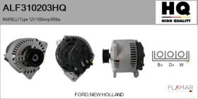 HQ ALF310203HQ - ALT NUEVO MARELLI Type 12V 100Amp PR6