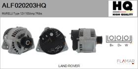HQ ALF020203HQ - ALT NUEVO MARELLI Type 12V 100Amp PR7