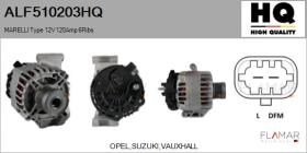 HQ ALF510203HQ - ALT NUEVO MARELLI Type 12V 120Amp PFR6