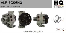HQ ALF130203HQ - ALT NUEVO MARELLI Type 12V 120Amp PFR6