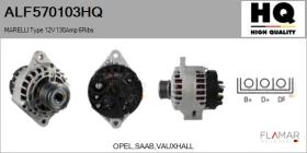 HQ ALF570103HQ - ALT NUEVO MARELLI Type 12V 130Amp PFR6