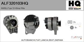 HQ ALF320103HQ - ALT NUEVO MARELLI Type 12V 45Amp PV1
