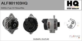 HQ ALF801103HQ - ALT NUEVO MARELLI Type 12V 70Amp 4Ribs