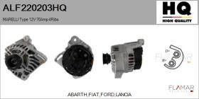HQ ALF220203HQ - ALT NUEVO MARELLI Type 12V 70Amp PR4
