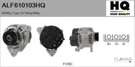 HQ ALF610103HQ - ALT NUEVO MARELLI Type 12V 70Amp PR5