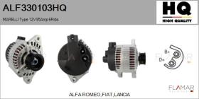 HQ ALF330103HQ - ALT NUEVO MARELLI Type 12V 85Amp PR6