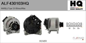 HQ ALF430103HQ - ALT NUEVO MARELLI Type 12V 85Amp PR6