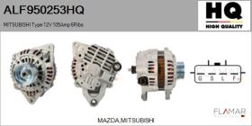 HQ ALF950253HQ - ALT NUEVO MITSUBISHI Type 12V 105Amp PR6