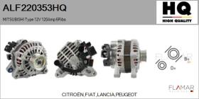 HQ ALF220353HQ - ALT NUEVO MITSUBISHI Type 12V 120Amp PR6