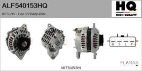 HQ ALF540153HQ - ALT NUEVO MITSUBISHI Type 12V 90Amp PR4