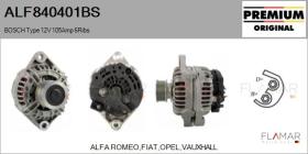 BOSCH ALF840401BS - ALT NUEVO ORIG. BOSCH Type 12V 105Amp PFR6