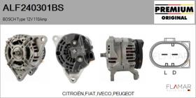 HQ ALF240301BS - ALT NUEVO ORIG. BOSCH Type 12V 110Amp