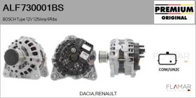 BOSCH ALF730001BS - ALT NUEVO ORIG. BOSCH Type 12V 125Amp PFR6