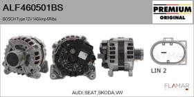 BOSCH ALF460501BS - ALT NUEVO ORIG. BOSCH Type 12V 140Amp PFR6