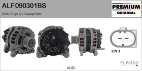 BOSCH ALF090301BS - ALT NUEVO ORIG. BOSCH Type 12V 140Amp PFR6