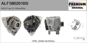 BOSCH ALF580201BS - ALT NUEVO ORIG. BOSCH Type 12V 140Amp PR6