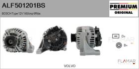 BOSCH ALF501201BS - ALT NUEVO ORIG. BOSCH Type 12V 140Amp PR6