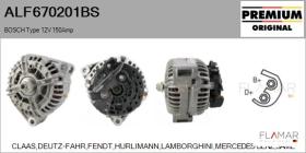 BOSCH ALF670201BS - ALT NUEVO ORIG. BOSCH Type 12V 150Amp