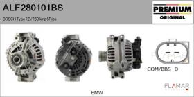 BOSCH ALF280101BS - ALT NUEVO ORIG. BOSCH Type 12V 150Amp PFR6