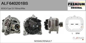 BOSCH ALF640201BS - ALT NUEVO ORIG. BOSCH Type 12V 150Amp PFR6