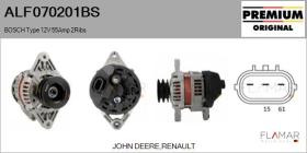 BOSCH ALF070201BS - ALT NUEVO ORIG. BOSCH Type 12V 55Amp DP2