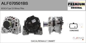 BOSCH ALF070501BS - ALT NUEVO ORIG. BOSCH Type 12V 90Amp PFR7