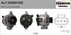 BOSCH ALF220001BS - ALT NUEVO ORIG. BOSCH Type 12V 90Amp PR8