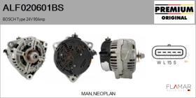 BOSCH ALF020601BS - ALT NUEVO ORIG. BOSCH Type 24V 90Amp
