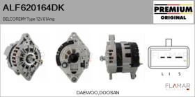 DELCO REMY KOREA ALF620164DK - ALT NUEVO ORIG. DELCOREMY Type 12V 61Amp