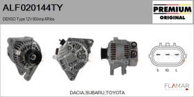 TOYOTA ALF020144TY - ALT NUEVO ORIG. DENSO Type 12V 80Amp PR6