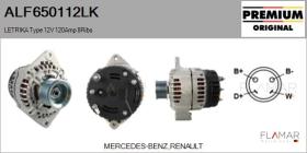MAHLE ALF650112LK - ALT NUEVO ORIG. LETRIKA Type 12V 120Amp PR8