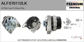 MAHLE ALF070112LK - ALT NUEVO ORIG. LETRIKA Type 12V 45Amp PV1
