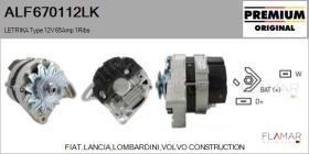 MAHLE ALF670112LK - ALT NUEVO ORIG. LETRIKA Type 12V 65Amp PV1