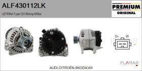 MAHLE ALF430112LK - ALT NUEVO ORIG. LETRIKA Type 12V 90Amp PR6