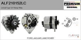 LUCAS ALF210152LC - ALT NUEVO ORIG. LUCAS Type 12V 70Amp PV1