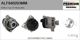 MARELLI ALF640203MM - ALT NUEVO ORIG. MARELLI Type 12V 105Amp PR4