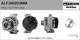 MARELLI ALF340203MM - ALT NUEVO ORIG. MARELLI Type 12V 105Amp PR6