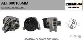 MARELLI ALF680103MM - ALT NUEVO ORIG. MARELLI Type 12V 120Amp PFR5